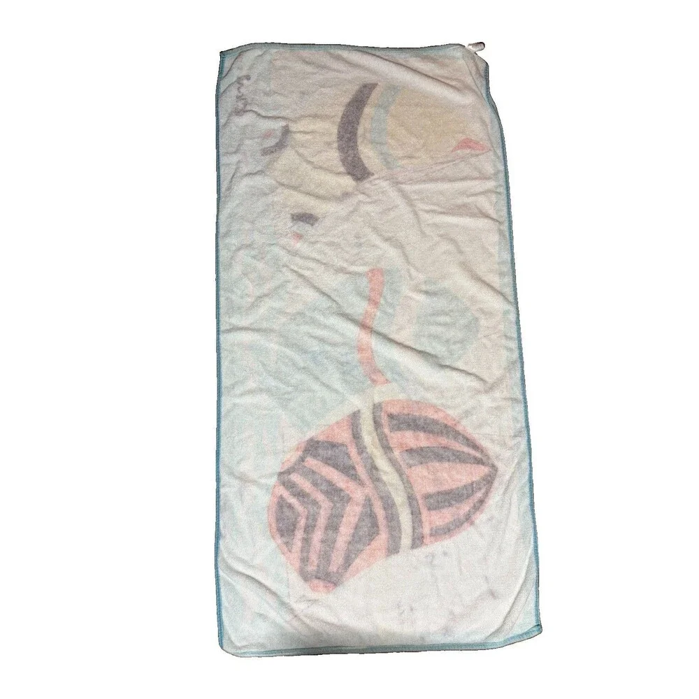 Vintage 80s TerriMondo Clari Sailboats Beach Towel 100% Cotton Israel